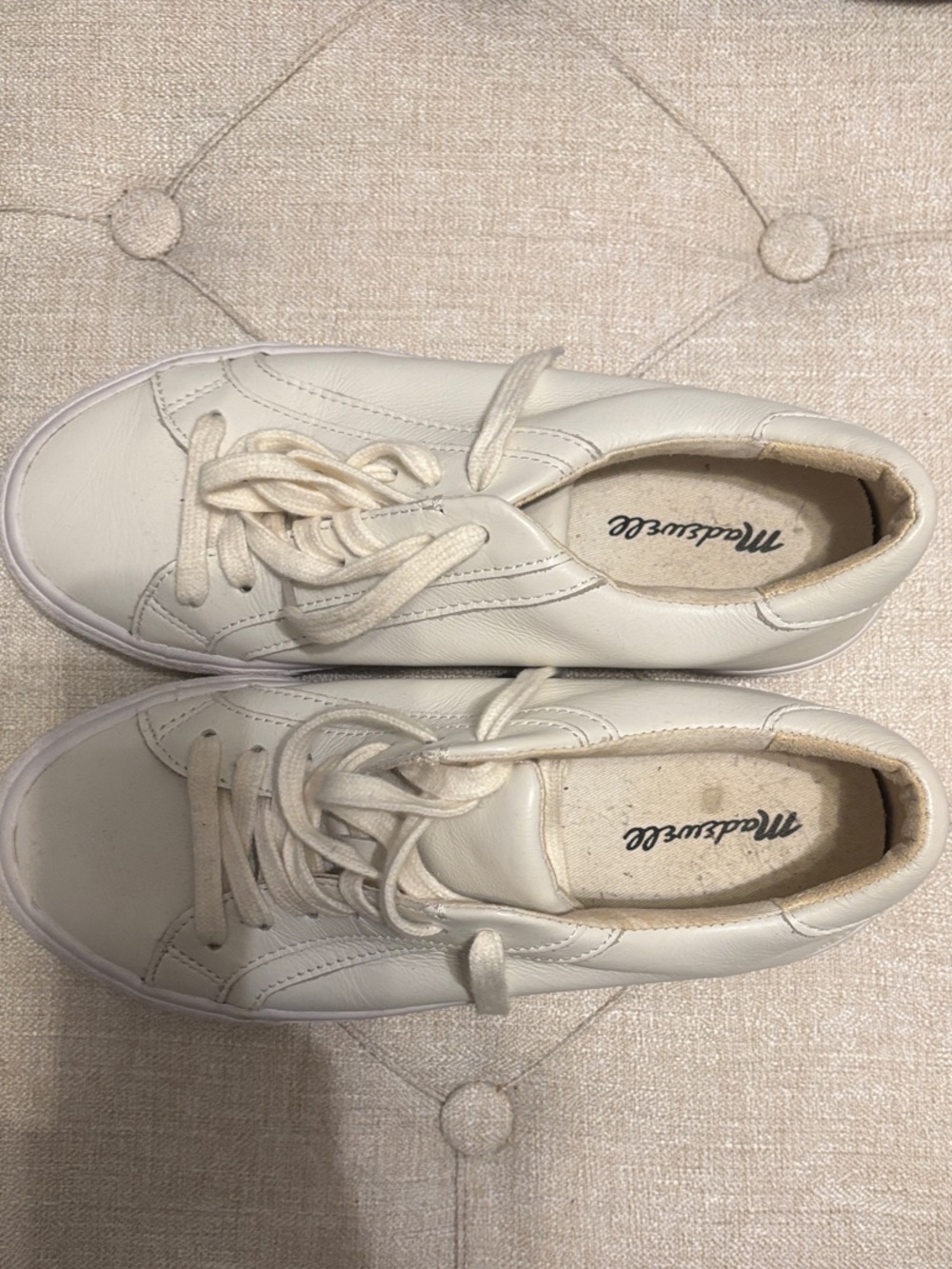Madewell Women's Off-White Leather Lace-Up Sneakers